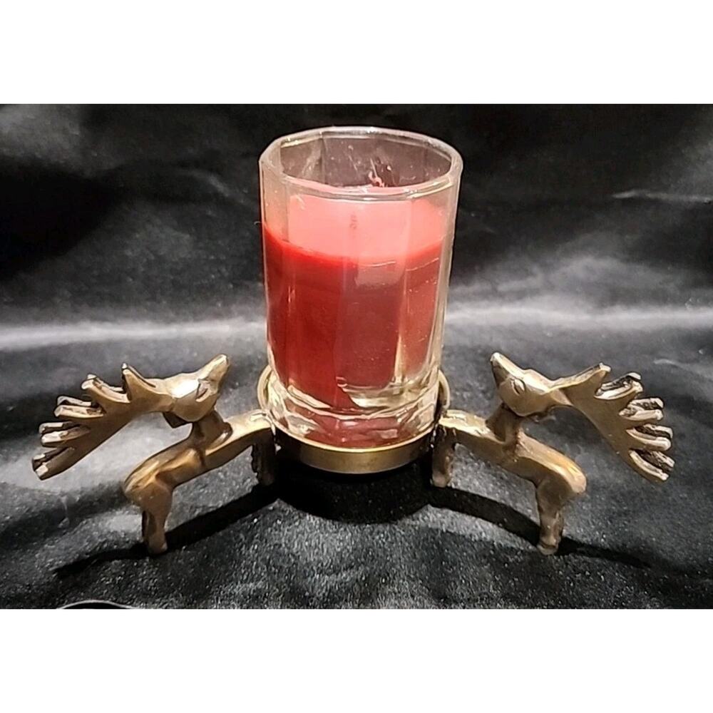vintage Aromatique bronze reindeer votive candle holder